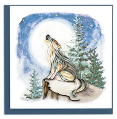 Quilled Howling Wolf Greeting Card