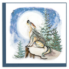 Quilled Howling Wolf Greeting Card