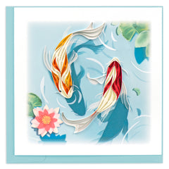 Quilled Koi Fish Pond Greeting Card