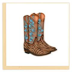 Quilled Cowboy Boots Greeting Card