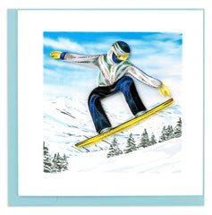 Quilled Backcountry Snowboarder Greeting Card