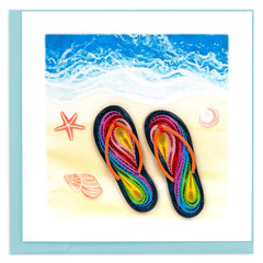 Quilled Colorful Flip Flops Greeting Card