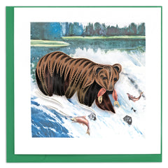 Quilled Wild Grizzly Bear Greeting Card