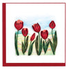 Quilled Red Tulip Field Greeting Card