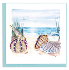 Quilled Seashells on the shore Greeting Card
