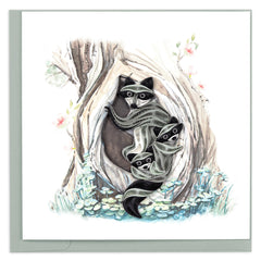 Quilled Raccoon Tree Hole Greeting Card