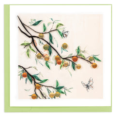 Quilled Plum Branch & Butterflies Greeting Card