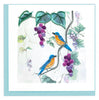 Quilled Purple Grapes & Bluebirds Greeting Card