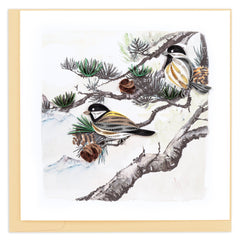 Quilled Pine Needles and Birds Greeting Card