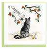 Quilled Cat & Orange Branch Greeting Card