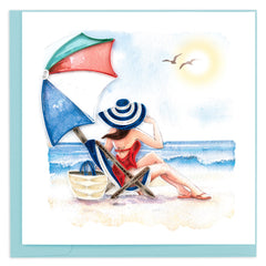 Quilled Beach Lady Greeting Card