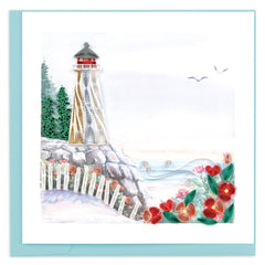 Quilled Lighthouse Cliff Greeting Card