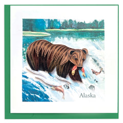 Quilled Alaska Wild Grizzly Bear Greeting Card
