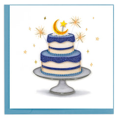 Quilled Crescent Moon Birthday Cake Greeting Card