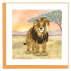 Quilled Savanna Lion Greeting Card