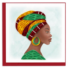 Quilled Woman with Headwrap Greeting Card