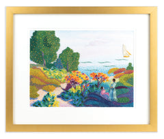 Framed Art-Size Artist Series - Two Women by the Shore, Mediterranean, Cross