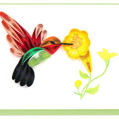Quilled Hummingbird & Yellow Flowers Gift Enclosure Mini Card