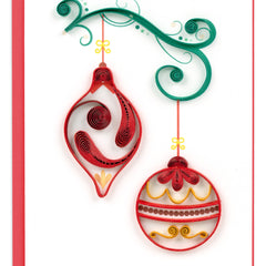 Quilled Red & Gold Ornaments Gift Enclosure Mini Card