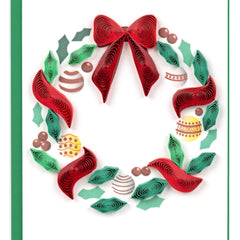 Quilled Holiday Wreath with Ornaments Gift Enclosure Mini Card