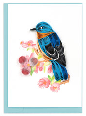 Quilled Bluebird on Flower Branch Gift Enclosure Mini Card