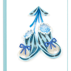 Quilled Knitted Blue Baby Booties Gift Enclosure Mini Card