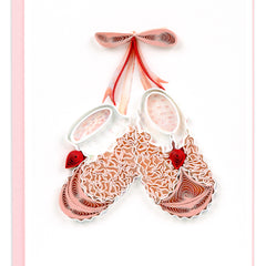 Quilled Knitted Pink Baby Booties Gift Enclosure Mini Card