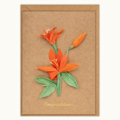 Congrats Orange Tiger Lily Handmade Card