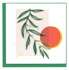 Quilled Minimalist Leaves & Sun Greeting Card