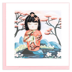 Quilled Kawaii Dolls Greeting Card