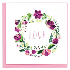 Quilled LOVE Floral Wreath Greeting Card