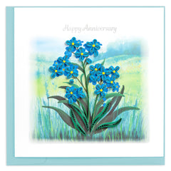 Quilled Happy Anniversary Forget-me-not Greeting Card