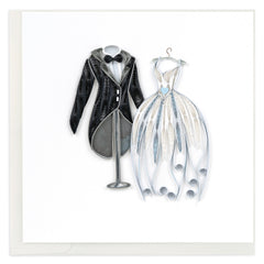 Quilled Wedding Tux & Gown Greeting Card