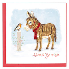 Quilled Winter Donkey & Friend Greeting Card