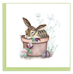 Quilled Bunny in Flower Pot Greeting Card