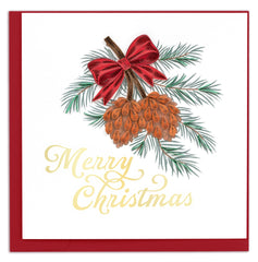 Quilled Merry Christmas Pinecone Greeting Card