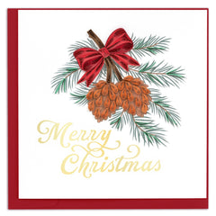 Quilled Merry Christmas Pinecone Greeting Card