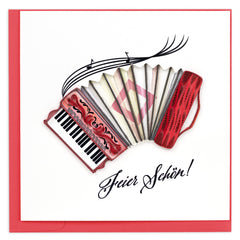 Quilled Celebrate Accordion (German) Greeting Card