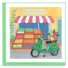Quilled Vespa & Market Greeting Card
