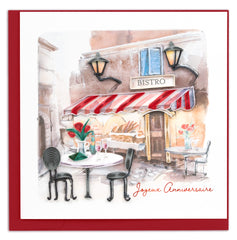 Quilled Bistro Anniversary (French) Greeting Card