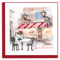 Quilled Bistro Anniversary (French) Greeting Card