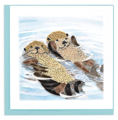 Quilled Hugging Otters Greeting Card