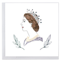 Quilled Queen Elizabeth with Crown Greeting Card