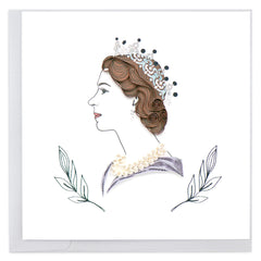 Quilled Queen Elizabeth with Crown Greeting Card