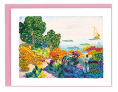 Quilled Artist Series - Two Women by the Shore, Mediterranean, Cross Greeting Card