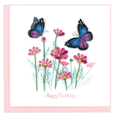 Quilled Birthday Flowers & Butterflies Greeting Card