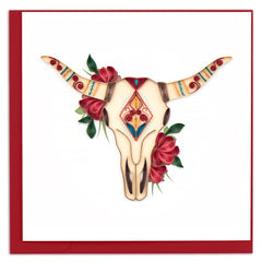 Quilled Decorative Longhorn Skull Greeting Card