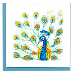 Quilled Peacock Feather Display Greeting Card