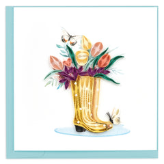 Quilled Rain Boot Bouquet Greeting Card