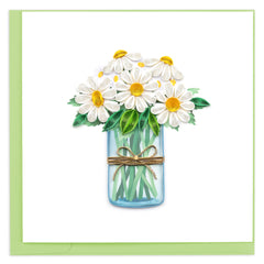 Quilled White Daisies in Jar Greeting Card